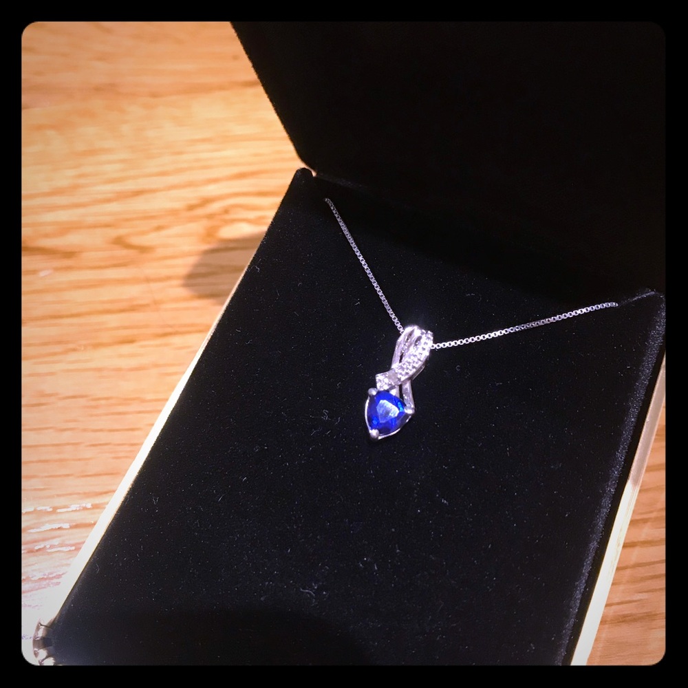 Sapphire Diamond Accents Sterling Silver Necklace